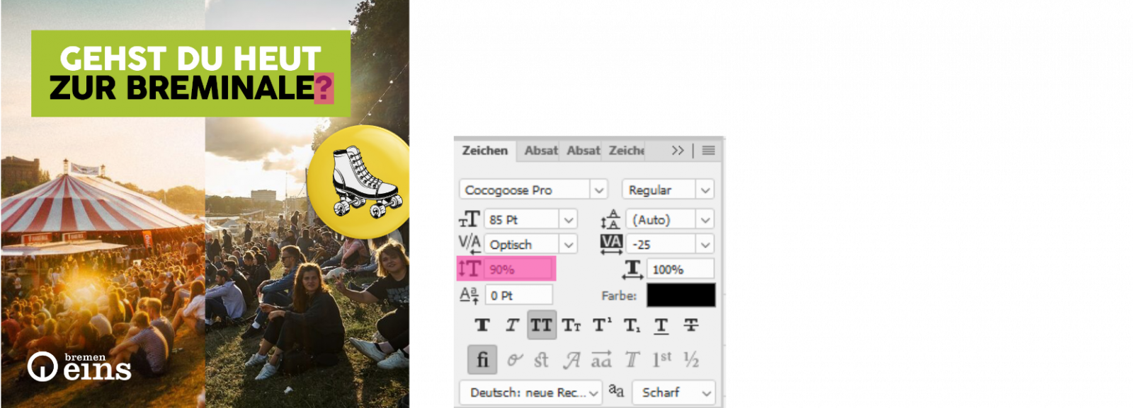 Eine Beispielabbildung für das Setzen von Satzzeichen und die entsprechenden Photoshop-Einstellungen